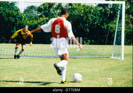 Soccer game, caucasion and Black players, on field, in competition, Miami Stock Photo