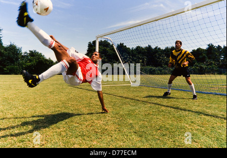 Soccer game, caucasion and Black players, on field, in competition, Miami Stock Photo