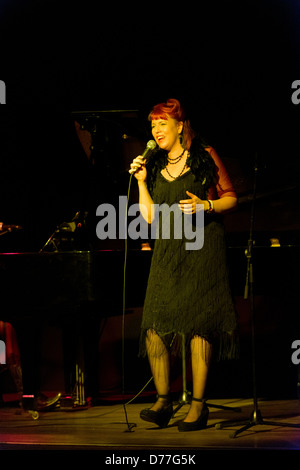 Lil' Fi, a blues/roots singer performs at Nimbin's Blue Moon Cabaret. Stock Photo