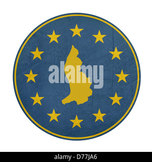 European Union Liechtenstein button isolated on white background. Stock Photo
