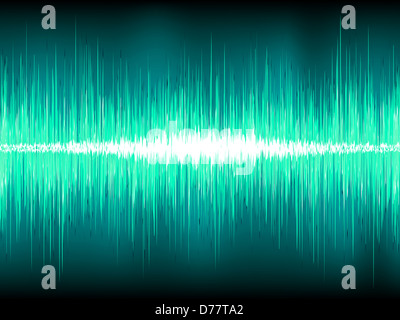 Sound waves oscillating on blue background Stock Photo