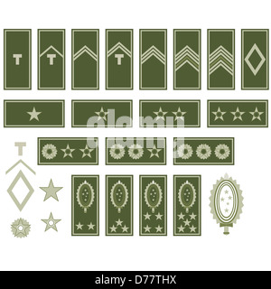 Military ranks and insignia of the world. The illustration on a white background. Stock Photo