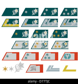 Military ranks and insignia of the world. The illustration on a white background. Stock Photo