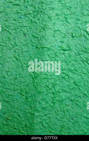 Green paper handmade mulberry paper background texture. Stock Photo