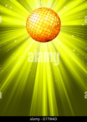 Sparkling yelloe green disco ball Stock Photo