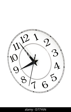 white clock showing time about nine isolated Stock Photo