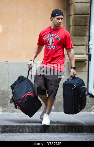 Vinny Guadagnino 'Jersey Shore' cast members are seen leaving their Italian home as they load their luggage into two vans and Stock Photo