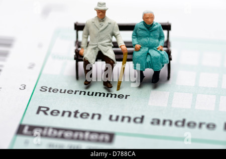 Senior citizen's pair on a tax return, symbolic photo pensions