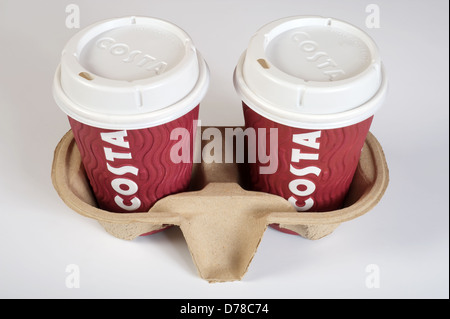 Costa Coffee Take away cups and carrier Stock Photo - Alamy