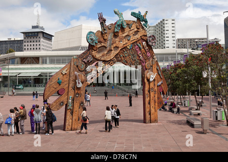 Waharoa at Aotea Square in Auckland City Centre, Auckland, New Zealand Stock Photo