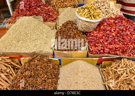 spices for sale in the market of Fort Cochin (Kochi), Kerala, India Stock Photo