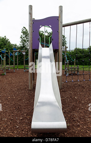 Children's public climbing frame with slide Stock Photo