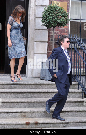 Gabriel Byrne (R.) and unknown female companion seen leaving Patrick Guilbaud restaurant Dublin, Ireland – 10.06.11 Stock Photo
