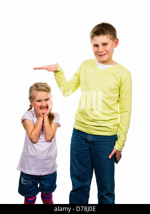 childrens girl and boy with a different size Stock Photo