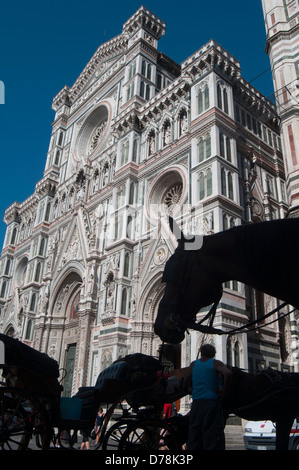 Italy, Tuscany, Florence, Santa Maria in Fiore Cathedral, Horse Carriage Stock Photo