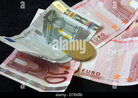 a five hundred paseta coin in euro notes number 3301 Stock Photo