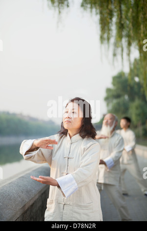 Chinese Practicing Tai Ji Stock Photo