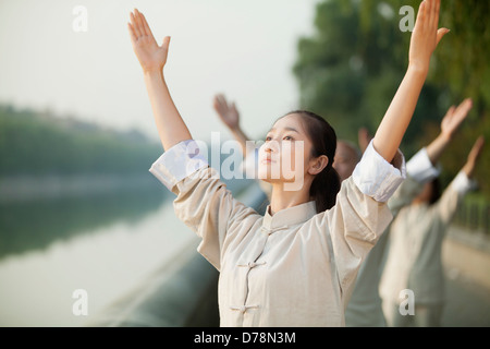 Chinese Practicing Tai Ji Stock Photo