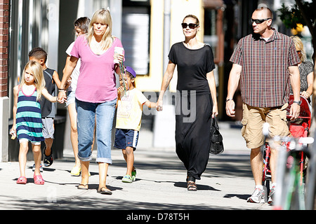 Leni Samuel, Johan Samuel and Heidi Klum Heidi Klum walking with her children and mother in Soho New York City, USA - 29.06.11 Stock Photo