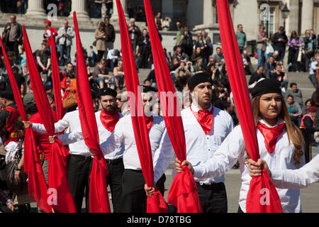 London, UK. 1st May 2013. Demonstration by Turkish organisation of workers to mark the annual May Day or Labour Day. Groups from all nationalities from around the World, living in London gathered to march to a rally in central London, UK. Credit:  Michael Kemp / Alamy Live News Stock Photo
