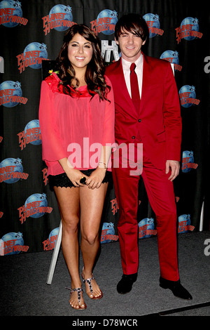 Daniella Monet and Drake Bell appear at Planet Hollywood to promote the new Nickelodeon live-action TV movie 'A Fairly Odd Stock Photo