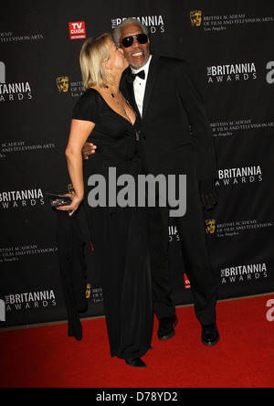 Sarah Cairns and Morgan Freeman BAFTA Los Angeles 2011 Britannia Awards held at the Beverly Hilton hotel Beverly Hills, Stock Photo