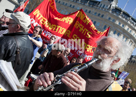 01 May 2013 - 14 .29 pm - May Day Rally Demonstration Takes Place in Trafalgar Square - London - England - UK Stock Photo