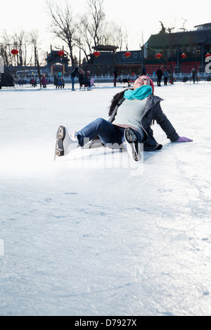 Young woman on ice rink Stock Photo