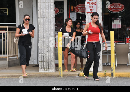 Sammi Giancola, Deena Cortese, Nicole Polizzi aka Snooki and Jenni Farley aka JWoWW Cast members of MTV's 'Jersey Shore' Stock Photo