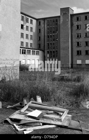 B&W photograph of the former Prora Holiday Complex, Prora, Rügen, Germany Stock Photo