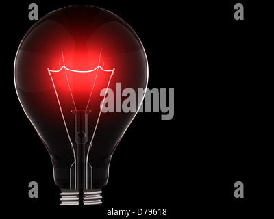 red light bulb against black background Stock Photo