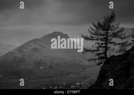 Helm Crag, as seen from near Alcock Tarn, near Grasmere, Lake District, Cumbria Stock Photo