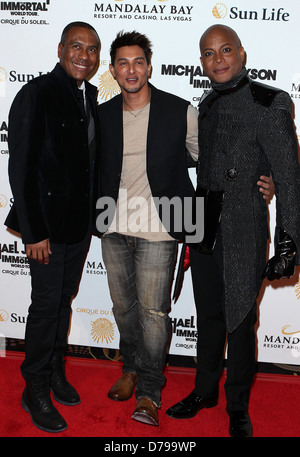 Kevin Antunes, Jamie King, Travis Payne The opening of Michael Jackson's 'The Immortal World Tour' at the Mandalay Bay Resort Stock Photo