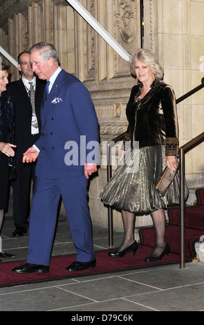 Duchess of Cornwall and Prince Charles, Prince of Wales leave the Gary Barlow concert in support of The Prince's Trust and The Stock Photo