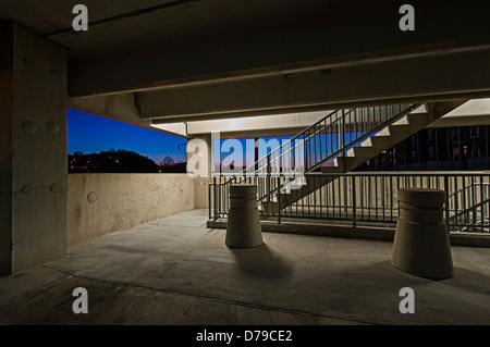 Concrete Stairs In Parking Garage Stock Photo