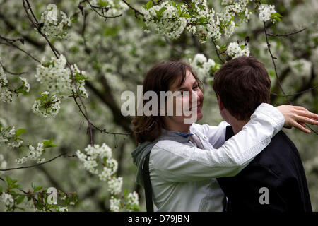 Romantic walk on the Petrin hill, Prague Czech Republic Stock Photo