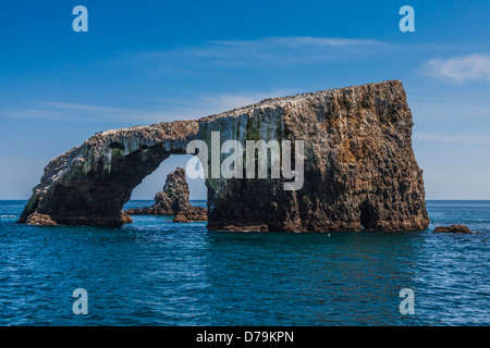 Arch Rock at one end of East Anacapa Island; this is the iconic rock in Channel Islands National Park, California, USA Stock Photo