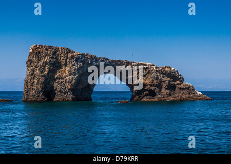 Arch Rock at one end of East Anacapa Island; this is the iconic rock in Channel Islands National Park, California, USA Stock Photo