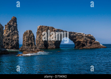 Arch Rock at one end of East Anacapa Island; this is the iconic rock in Channel Islands National Park, California, USA Stock Photo