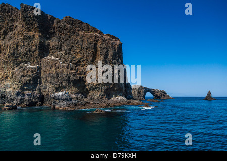 Arch Rock at one end of East Anacapa Island; this is the iconic rock in Channel Islands National Park, California, USA Stock Photo