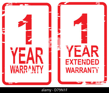 Red rubber stamp vector for 1 year warranty and extended warranty business concept Stock Photo