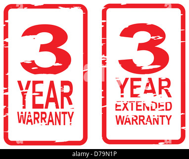 Red rubber stamp vector for 3 year warranty and extended warranty business concept Stock Photo