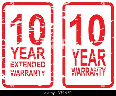 Red rubber stamp vector for 10 year warranty and extended warranty business concept Stock Photo