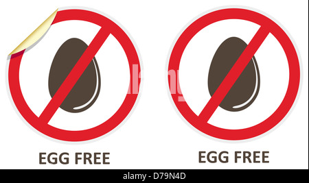 Egg free vector stickers and icons for allergen free products Stock Photo