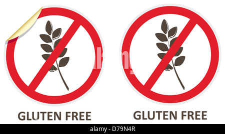 Gluten free vector stickers and icons for allergen free products Stock Photo