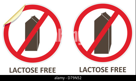 Lactose free vector stickers and icons for allergen free products Stock Photo