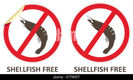 Shellfish free vector stickers and icons for allergen free products Stock Photo