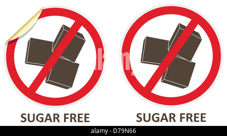 Sugar free vector stickers and icons for allergen free products Stock Photo
