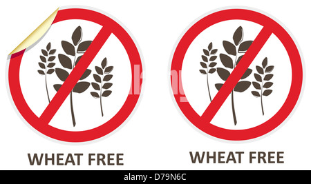 Wheat free vector stickers and icons for allergen free products Stock Photo