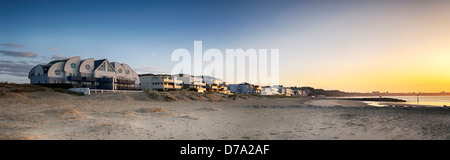 Skyline of luxury homes on the beach at the Sandbanks peninsula in Poole, Dorset. Looking east towards Bournemouth. Stock Photo